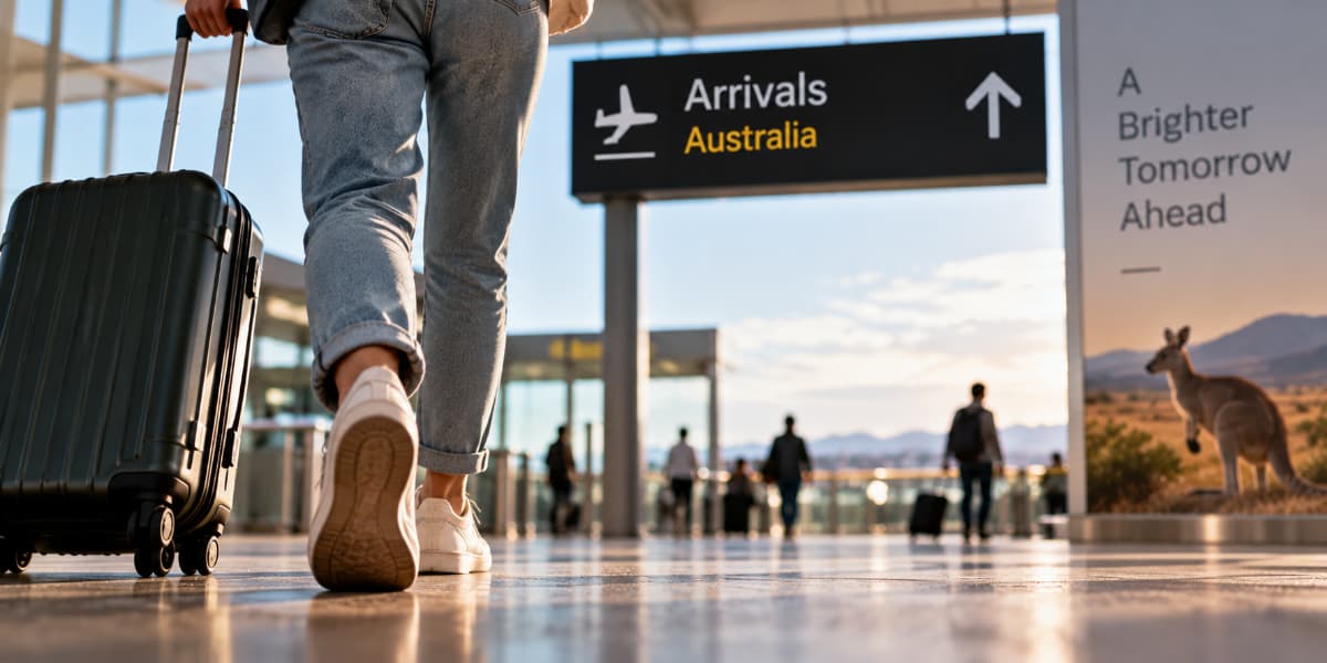 Persona llegando a Australia