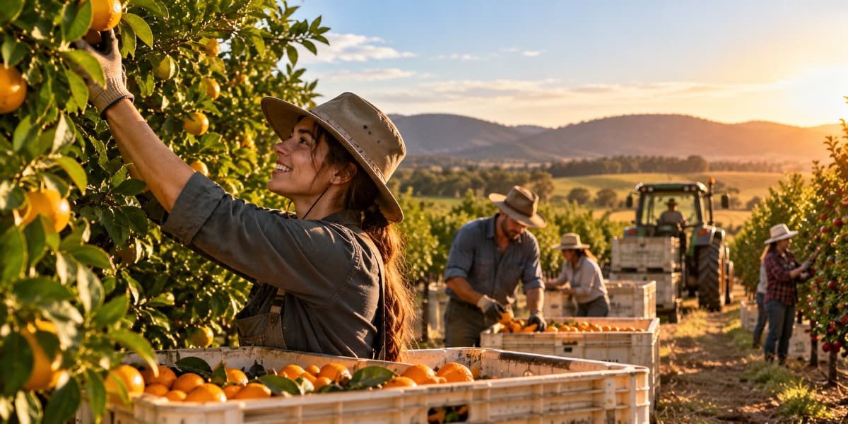 Gente trabajando en Harvest Trail