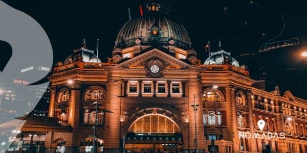 Illuminated facade of Melbourne's Flinders Street Station